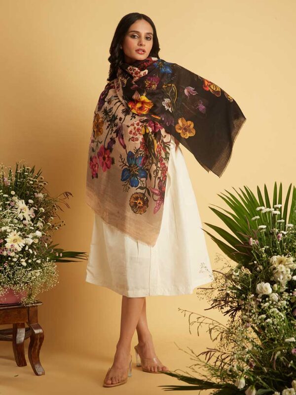 Interflora Print Wool Scarf