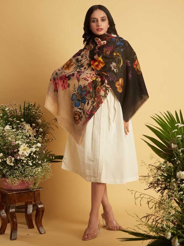 Interflora Print Wool Scarf