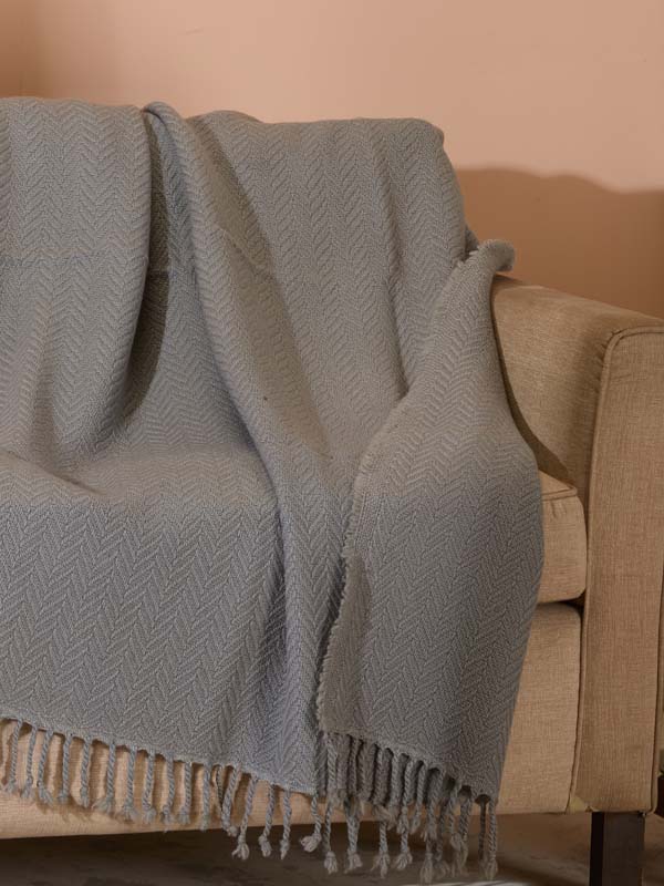 Herringbone Weave Heavy Wool Throw