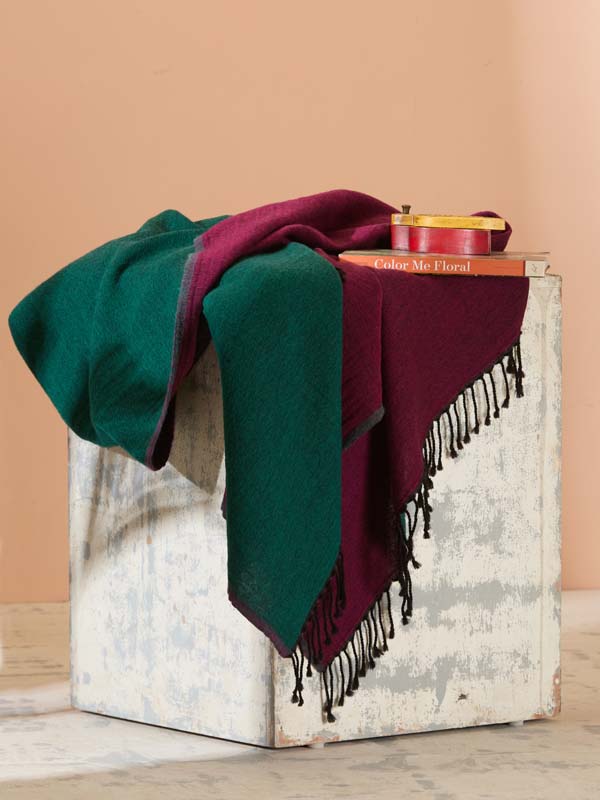 Double Face Reversible Merino Wool Throw/ Plaid