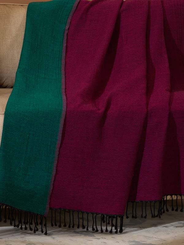 Double Face Reversible Merino Wool Throw/ Plaid