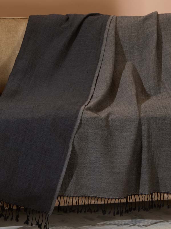 Double Face Reversible Merino Wool Throw/ Plaid