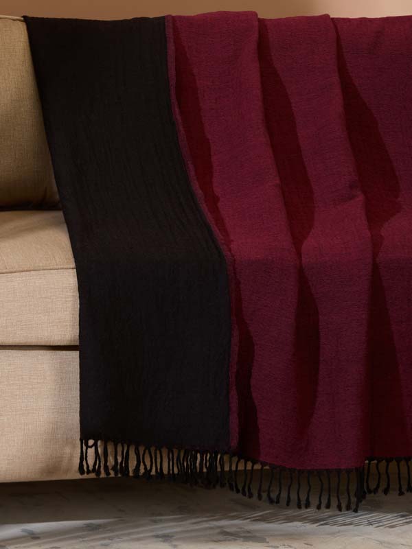 Double Face Reversible Merino Wool Throw/ Plaid