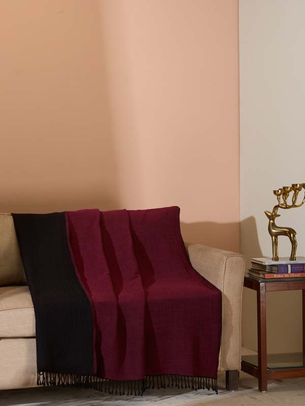 Double Face Reversible Merino Wool Throw/ Plaid