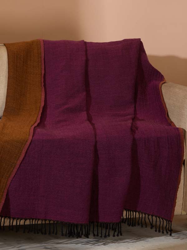 Double Face Reversible Merino Wool Throw/ Plaid