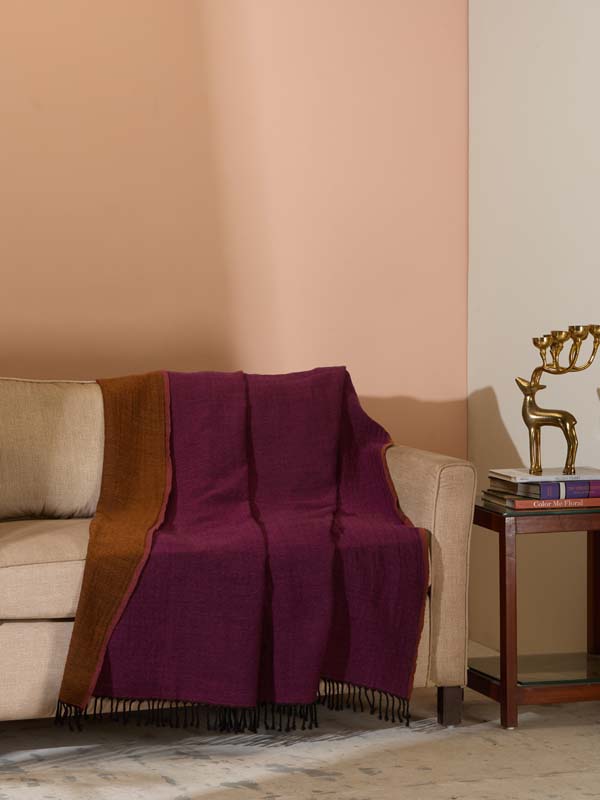 Double Face Reversible Merino Wool Throw/ Plaid