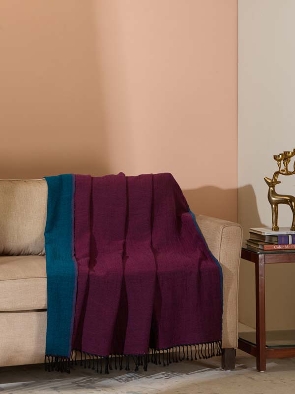 Double Face Reversible Merino Wool Throw/ Plaid