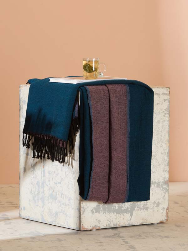 Double Face Reversible Merino Wool Throw/ Plaid