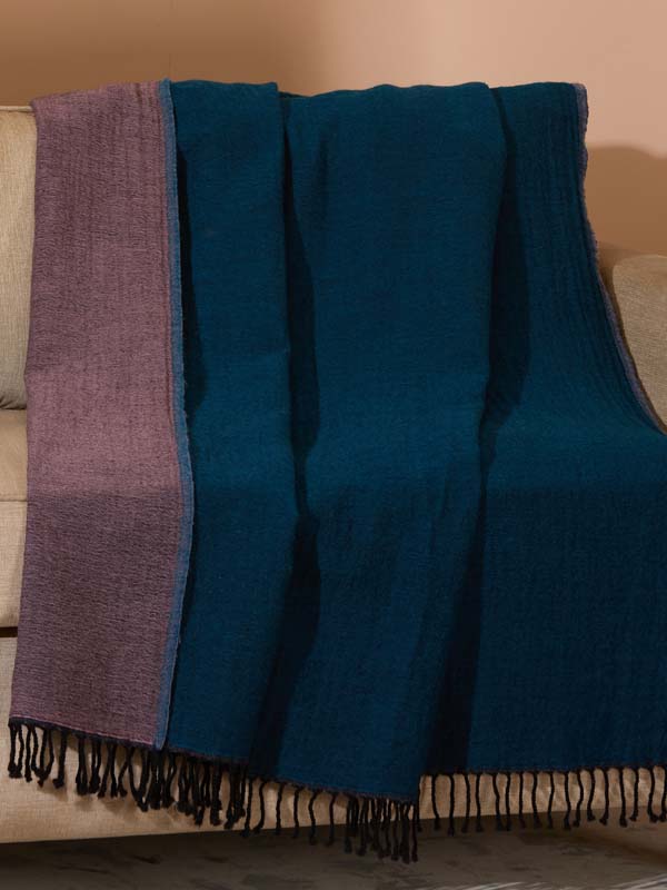 Double Face Reversible Merino Wool Throw/ Plaid