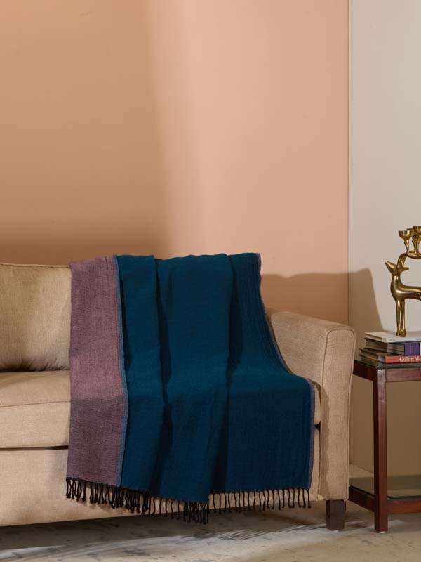 Double Face Reversible Merino Wool Throw/ Plaid