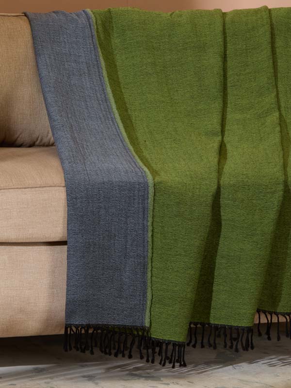 Double Face Reversible Merino Wool Throw/ Plaid