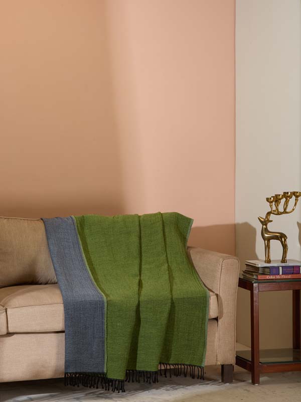 Double Face Reversible Merino Wool Throw/ Plaid