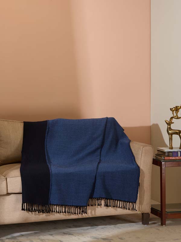 Double Face Reversible Merino Wool Throw/ Plaid