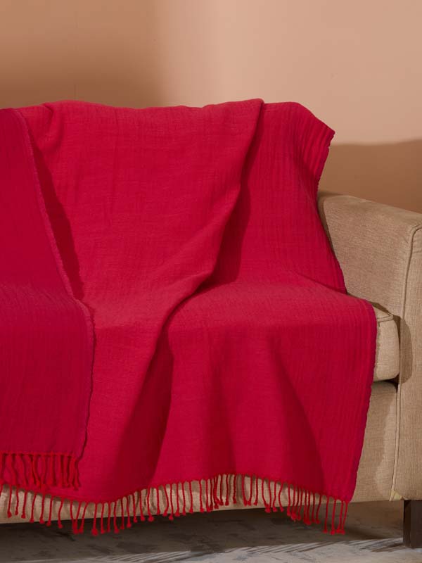 Double Face Reversible Merino Wool Throw/ Plaid