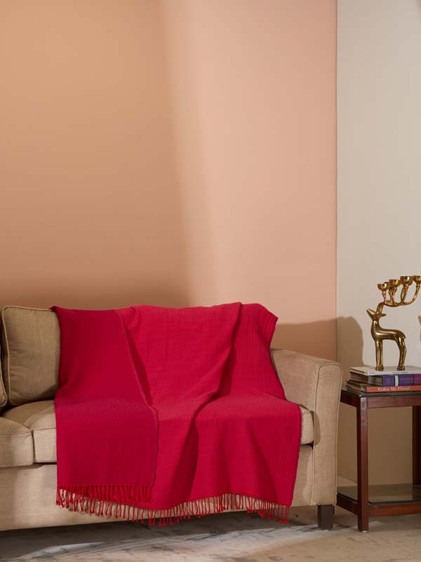 Double Face Reversible Merino Wool Throw/ Plaid