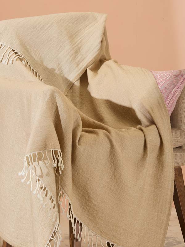 Double Face Reversible Merino Wool Throw/ Plaid