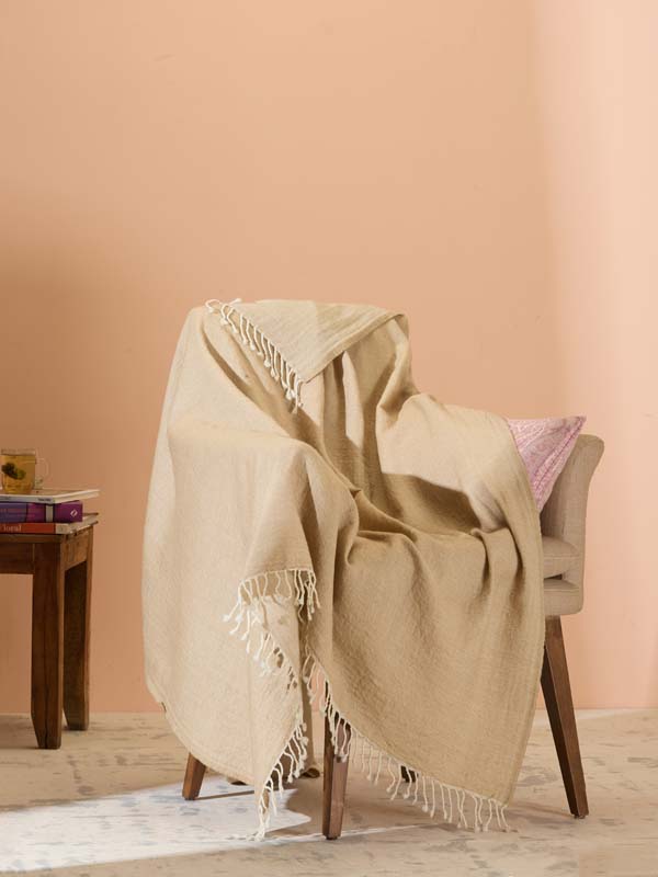 Double Face Reversible Merino Wool Throw/ Plaid