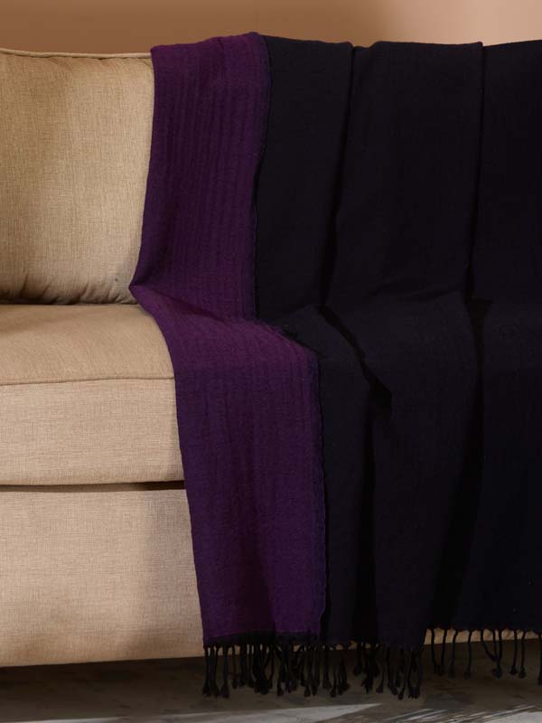 Double Face Reversible Merino Wool Throw/ Plaid