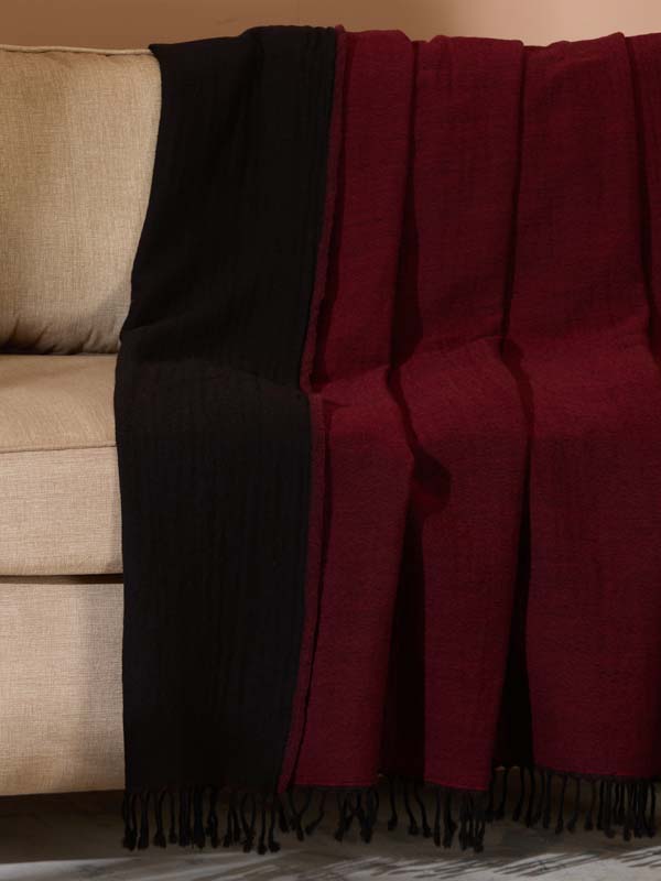 Double Face Reversible Merino Wool Throw/ Plaid