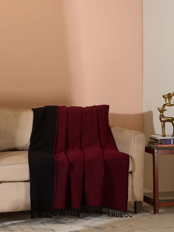 Double Face Reversible Merino Wool Throw/ Plaid