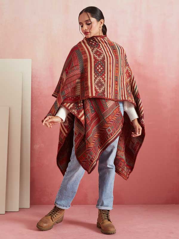 Aztec Weave Ruana/ Cape