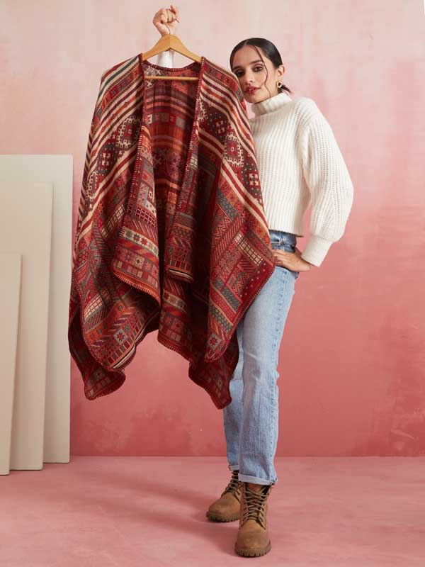 Aztec Weave Ruana/ Cape