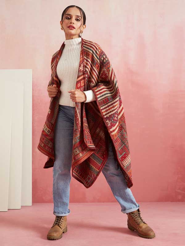 Aztec Weave Ruana/ Cape