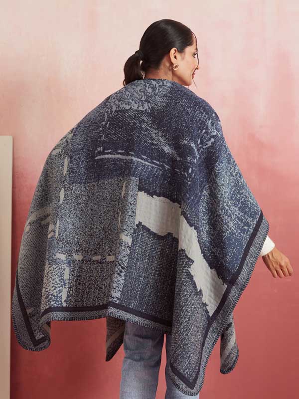 Denim Patchwork Ruana/ Cape