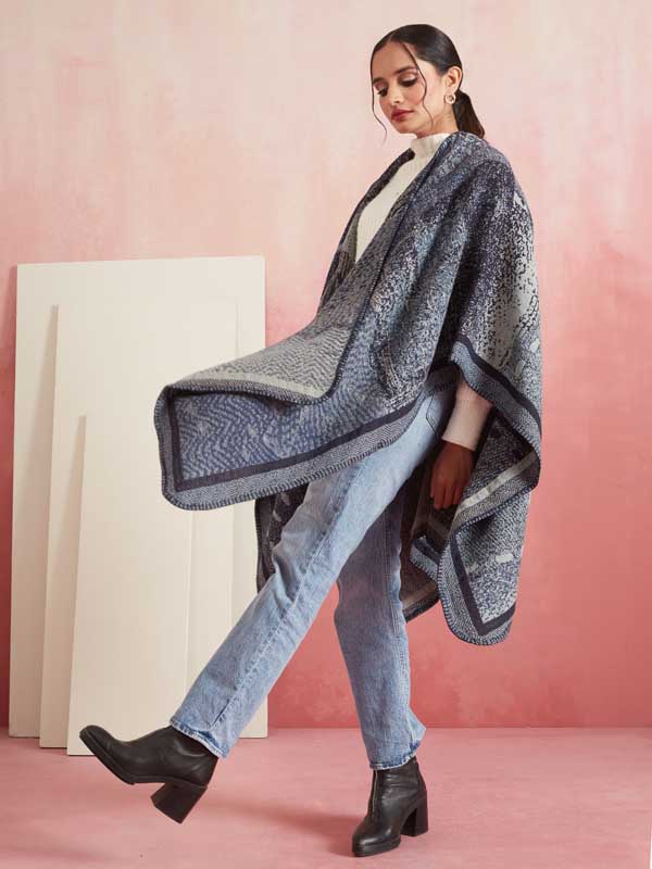 Denim Patchwork Ruana/ Cape