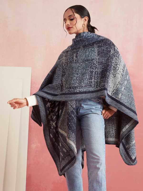 Denim Patchwork Ruana/ Cape