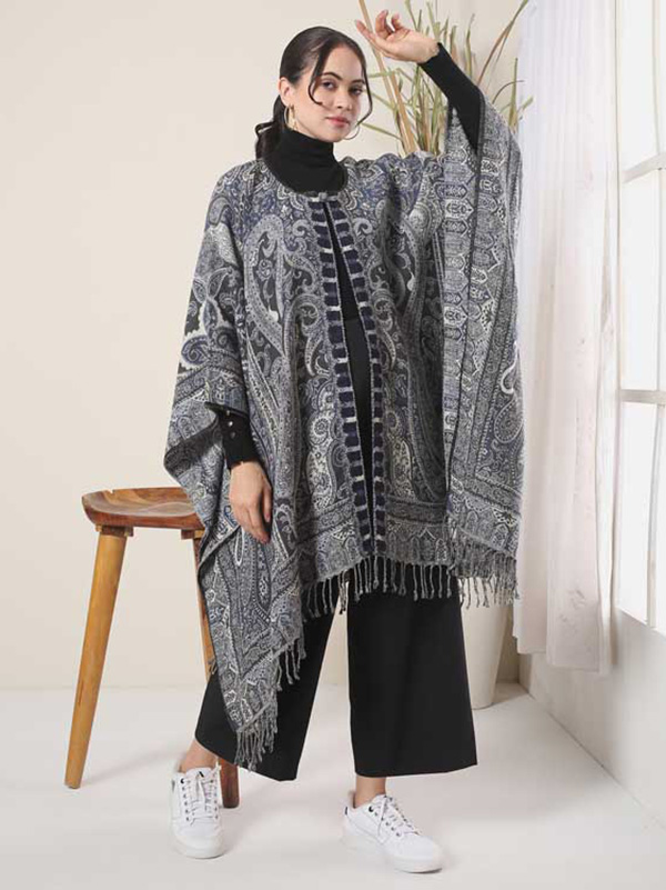 Paisley Cotton Wool Poncho