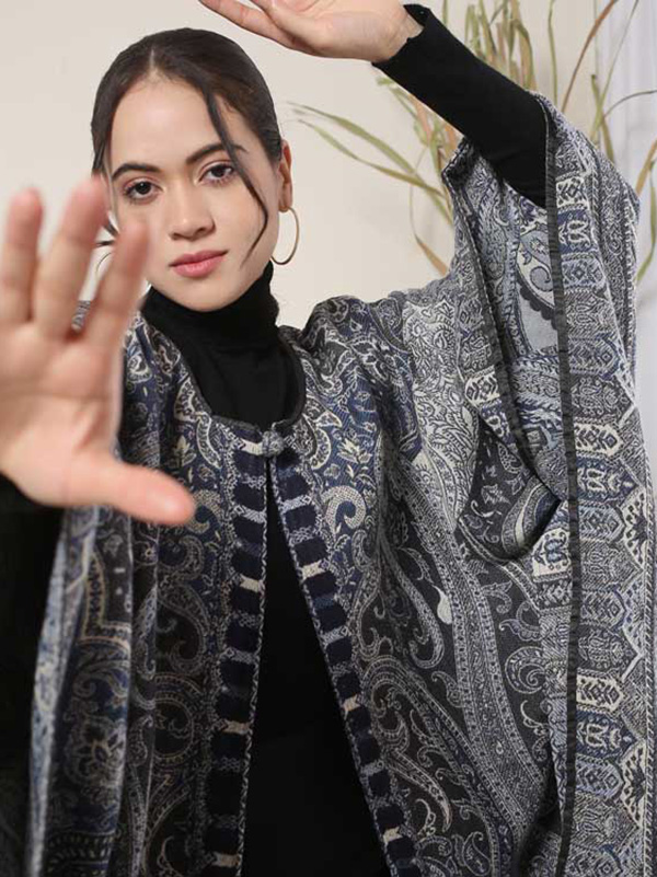 Paisley Cotton Wool Poncho