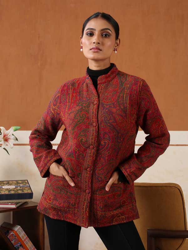 Almond Paisley Japanese Collar Jacket