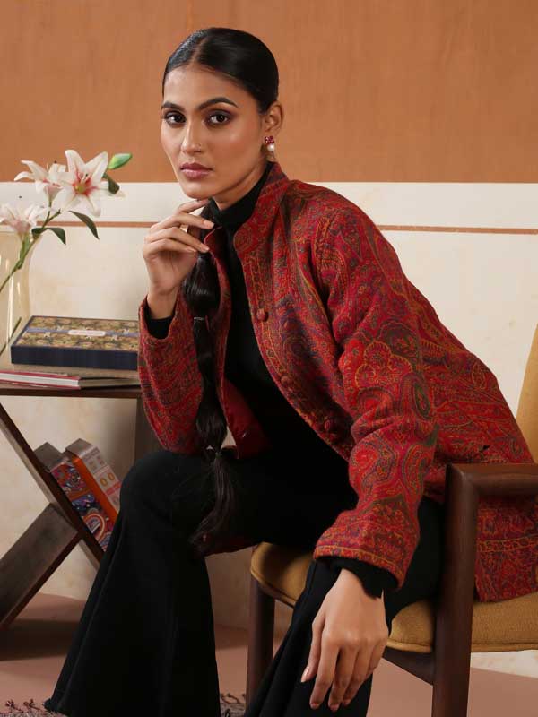 Almond Paisley Japanese Collar Jacket