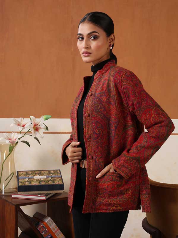 Almond Paisley Japanese Collar Jacket