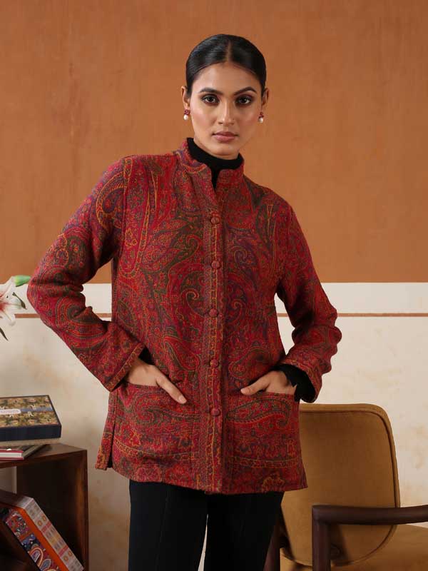 Almond Paisley Japanese Collar Jacket