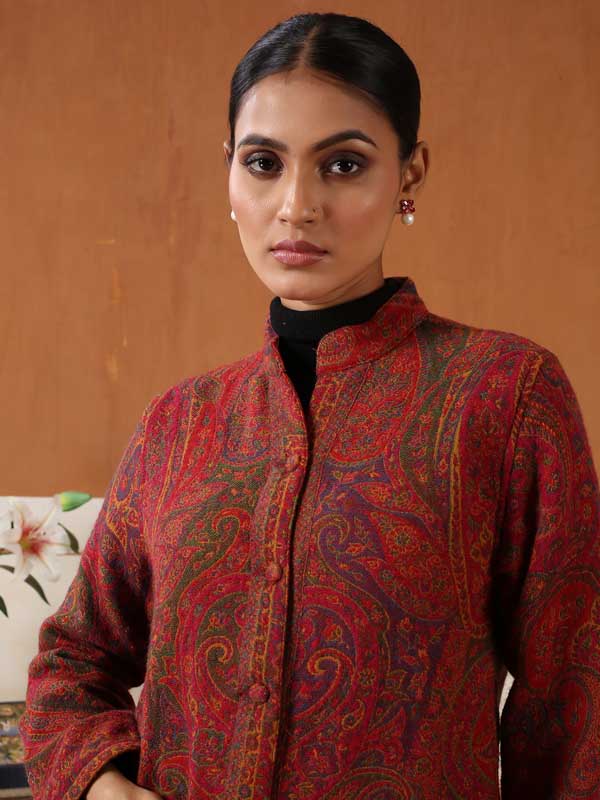 Almond Paisley Japanese Collar Jacket