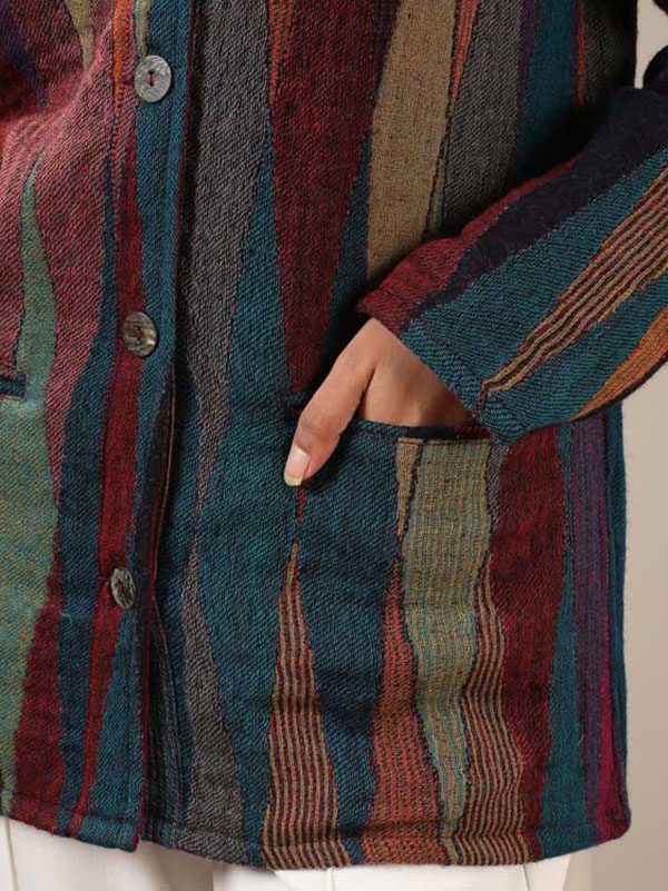 Japanese Collar Ikat Weave Jacket