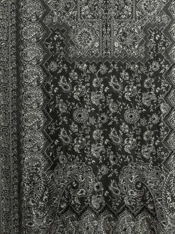 Paisley Jaal Merino Wool Hand Beaded Wrap - Grey, Navy