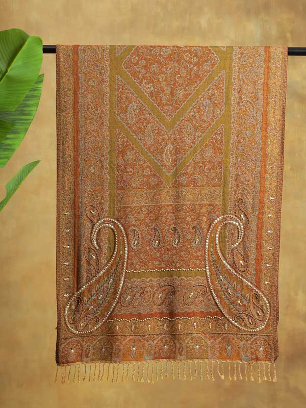 Almond Paisley Hand Bead Wrap - Golden Oak