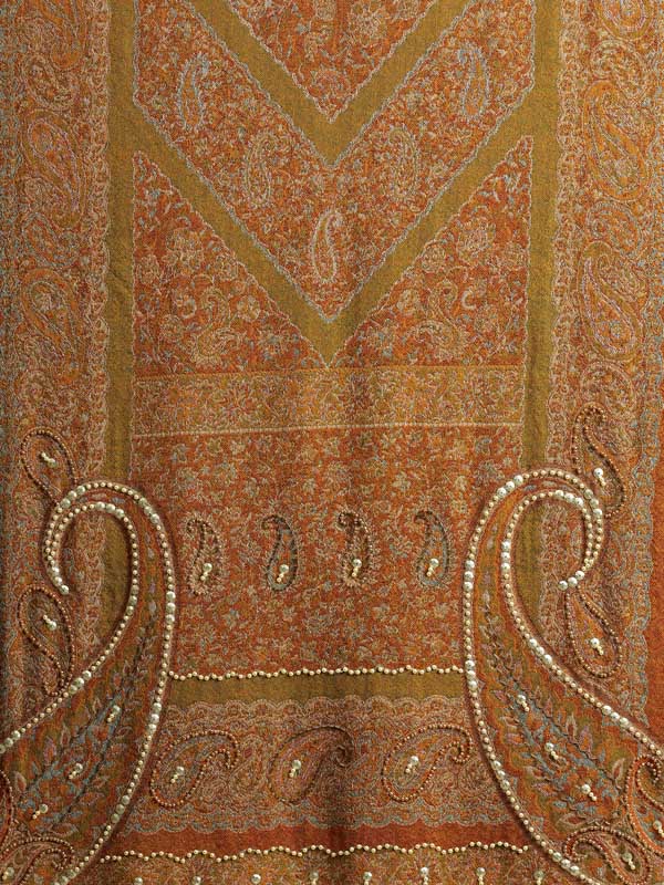 Almond Paisley Hand Bead Wrap - Golden Oak