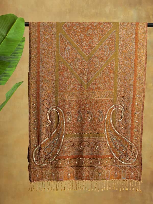 Almond Paisley Hand Bead Wrap - Golden Oak