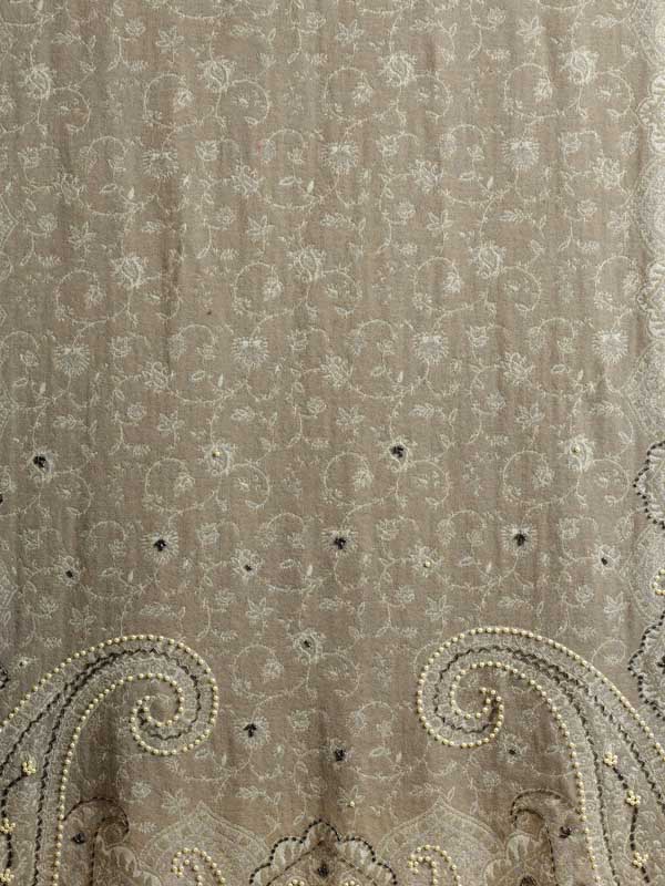 Paisley Jaal Merino Hand Bead Wrap - Mojave Beige