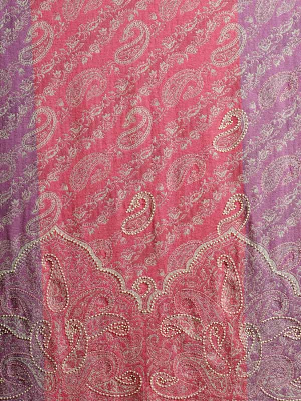 Paisley Jaal Merino Hand Bead Wrap - Cabaret Pink