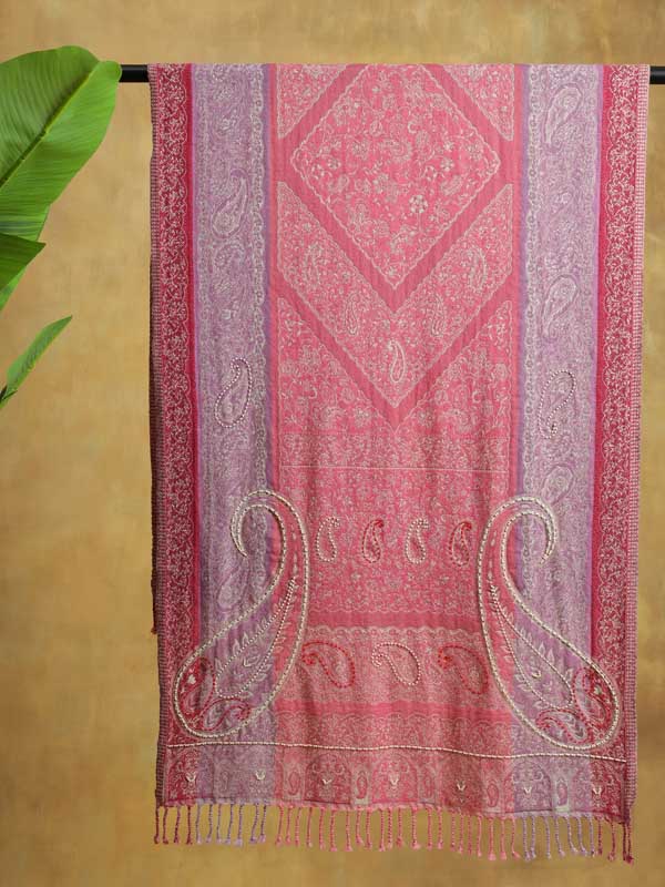 Paisley Fusion Hand Bead Wrap - Pearl Rose