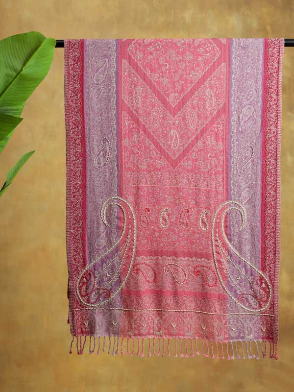 Paisley Fusion Hand Bead Wrap - Pearl Rose