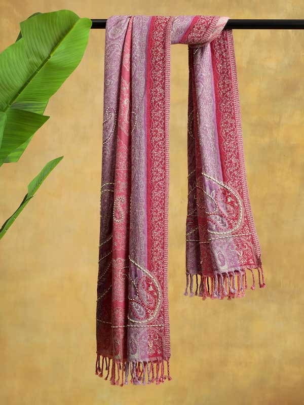 Paisley Fusion Hand Bead Wrap - Pearl Rose