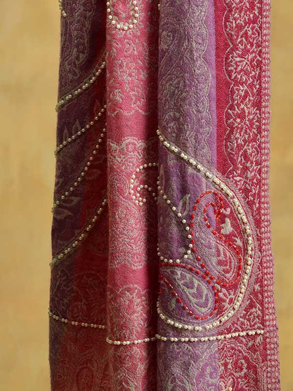 Paisley Fusion Hand Bead Wrap - Pearl Rose