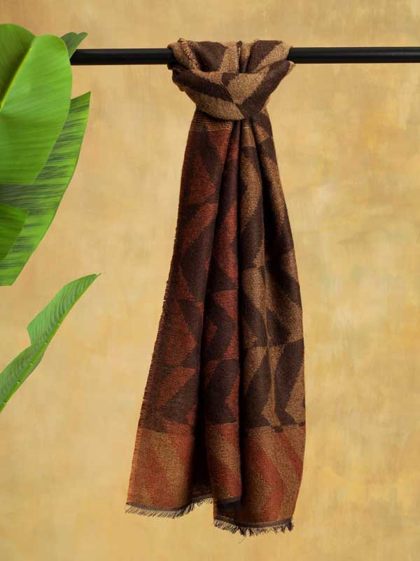 ZigZag Geo Wooly Scarf - Tashkent Taupe