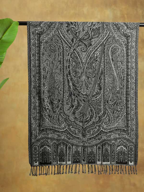 Smoked Pearl Paisley Hand Bead Merino Wrap